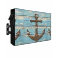 thumbnail image 1 of Outdoor TV Cover 60 to 65 Inch Weatherproof, Retro Nautical Waterproof TV Screen Protector for Outside Decor with Zipper and Pocket 58"L x 37"H , Anchor Wood Texture Brown Turquoise, 1 of 7