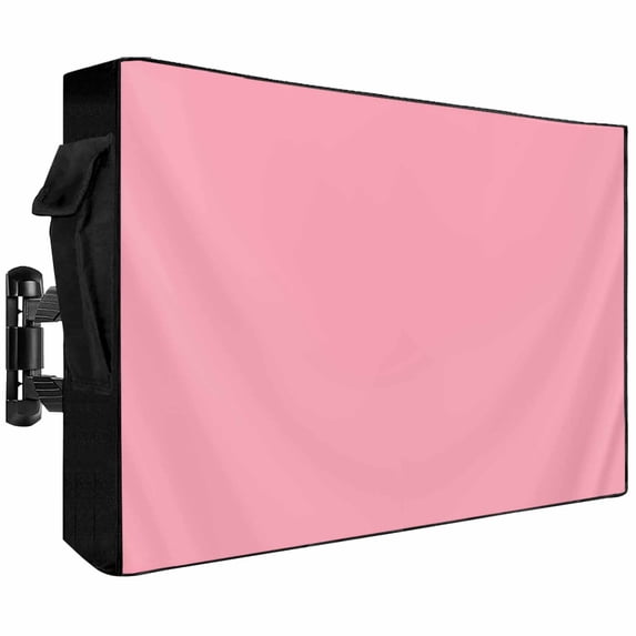 Outdoor TV Cover 68x42x4.5in, Minimalist Solid Pure Pink Weatherproof TV Screen Protector with Zipper, Unadorned Single Color Art Outside Television Cover Fits Up to 70-75"