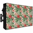 thumbnail image 1 of Outdoor TV Cover 68x42x4.5in, Retro Watercolor Flower Leaf Weatherproof TV Screen Protector with Zipper, Tropical Red Pink Green Plant Outside Television Cover Fits Up to 70-75", 1 of 9
