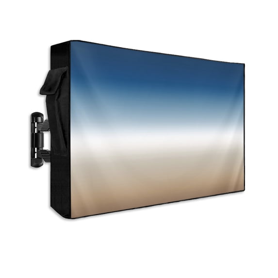 Outdoor TV Cover 70 to 75 Inch Weatherproof, Blue Khaki Retro Gradient Waterproof TV Screen Protector for Outside Decor with Zipper and Pocket 68"L x 42"H , Abstract Watercolor