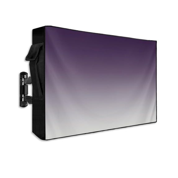 Outdoor TV Cover 70 to 75 Inch Weatherproof, Purple Grey Gradient Waterproof TV Screen Protector for Outside Decor with Zipper and Pocket 68"L x 42"H , Abstract Watercolor