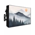 thumbnail image 1 of Outdoor TV Cover 70 to 75 Inch Weatherproof, Retro Abstract Waterproof TV Screen Protector for Outside Decor with Zipper and Pocket 68"L x 42"H , Watercolor Mountain Sun Forest Gray Orange, 1 of 7