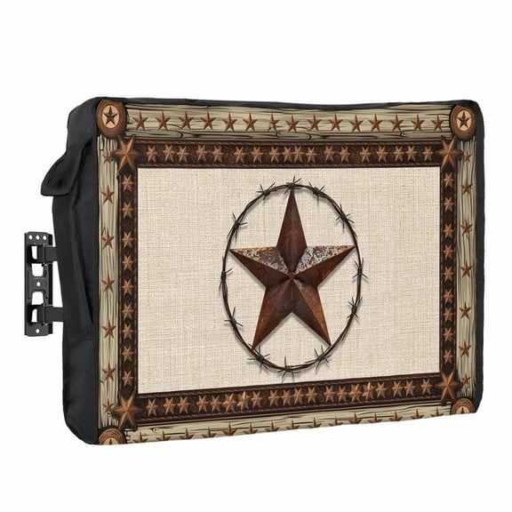 Outdoor TV Cover 80 to 85 Inches, Country Star Farmhouse Texas Star Vintage Wood Grain Waterproof and Weatherproof TV Cover with Remote Control Pocket, Flat Screen TV Cover Protector for Outside TV