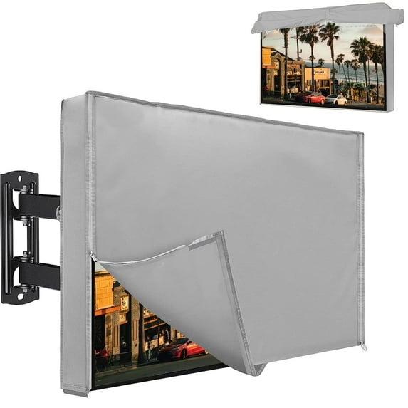 Outdoor TV Cover, AYAMAYA Waterproof & Dustproof TV Screen Protectors with Zipper Remote Control Pocket for 60-65in LED LCD OLED TVs