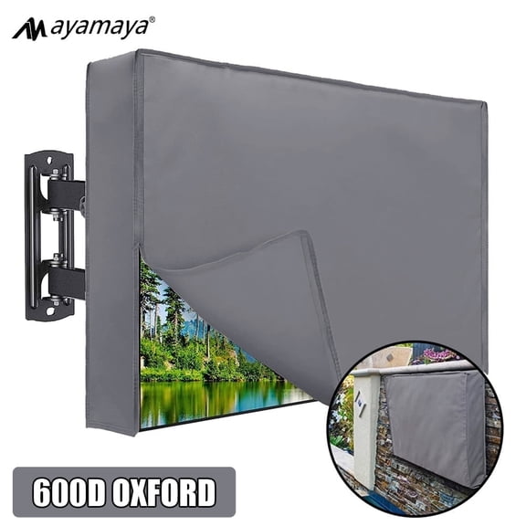 Outdoor TV Cover AYAMAYA Waterproof Weatherproof TV Protector with Zipper 600D Oxford for 60-65 inch LED LCD OLED TV(Gray)