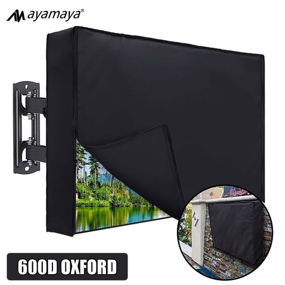Outdoor TV Cover AYAMAYA Waterproof Weatherproof TV Protector with Zipper 600D Oxford for 36-39 inch LED LCD OLED TV(Black)