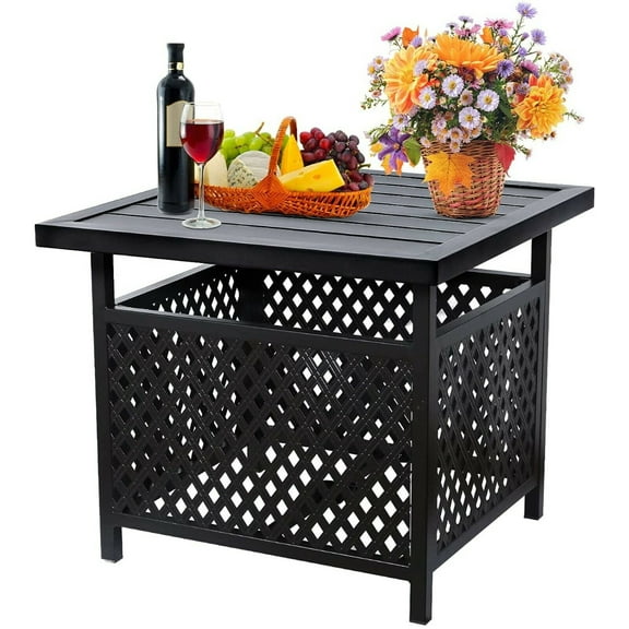 Outdoor Table Bistro Coffee Table Side Table with Umbrella Hole for Pool Porch