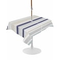thumbnail image 1 of Outdoor Table Cloth with Umbrella Hole and Zipper,Beige Stripe Waterproof Rectangle Tablecloth 54"x80",Modern Abstract Art Navy Blue Striped Rustic Washable Table Cover for Outside Party Patio Picnic, 1 of 8