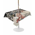 thumbnail image 1 of Outdoor Table Cloth with Umbrella Hole and Zipper, Black Snowman Christmas Waterproof Rectangle Tablecloth 60"x102", Xmas Tree Rustic Snowflake Washable Table Cover for Outside Party Patio Picnic, 1 of 8