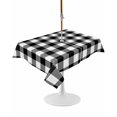 thumbnail image 1 of Outdoor Table Cloth with Umbrella Hole and Zipper, Black White Plaid Waterproof Rectangle Tablecloth 52"x70", Gradient Geometric Buffalo Checkered Washable Table Cover for Outside Party Patio Picnic, 1 of 8