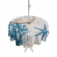 thumbnail image 1 of Outdoor Table Cloth with Umbrella Hole and Zipper,Blue Beige Coastal Waterproof Round Tablecloth 60 Inch,Summer Beach Nautical Shell Coral Starfish Washable Table Cover for Outside Party Patio Picnic, 1 of 8