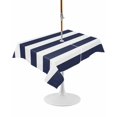 thumbnail image 1 of Outdoor Table Cloth with Umbrella Hole and Zipper, Blue Stripes Waterproof Rectangle Tablecloth 54"x80", Simple Blue White Texture Washable Table Cover for Outside Party Patio Picnic, 1 of 8