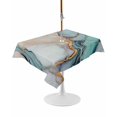 thumbnail image 1 of Outdoor Table Cloth with Umbrella Hole and Zipper, Blue Teal Marble Waterproof Rectangle Tablecloth 60"x102", Modern Ink Painting Abstract Washable Table Cover for Outside Party Patio Picnic, 1 of 8