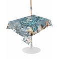 thumbnail image 1 of Outdoor Table Cloth with Umbrella Hole and Zipper, Blue Turtle Coastal Waterproof Rectangle Tablecloth 52"x70", Summer Beach Ocean Starfish Coral Washable Table Cover for Outside Party Patio Picnic, 1 of 8