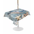 thumbnail image 1 of Outdoor Table Cloth with Umbrella Hole and Zipper,Blue Turtle Coastal Waterproof Rectangle Tablecloth 54"x80",Summer Beach Nautical Starfish Coral Washable Table Cover for Outside Party Patio Picnic, 1 of 8