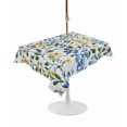 thumbnail image 1 of Outdoor Table Cloth with Umbrella Hole and Zipper,Blue Yellow Floral Spring Waterproof Rectangle Tablecloth 60"x102",Green Pastoral Summer Botanical Table Cover for Outside Party Patio Picnic, 1 of 8