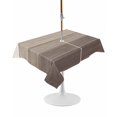 thumbnail image 1 of Outdoor Table Cloth with Umbrella Hole and Zipper, Brown Beige Ombre Waterproof Rectangle Tablecloth 52"x70", Farmhouse Vintage Wooden Striped Washable Table Cover for Outside Party Patio Picnic, 1 of 8