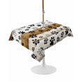 thumbnail image 1 of Outdoor Table Cloth with Umbrella Hole and Zipper, Brown Paw Print Waterproof Rectangle Tablecloth 54"x80", Vintage Farmhouse Country Wooden Grain Washable Table Cover for Outside Party Patio Picnic, 1 of 8