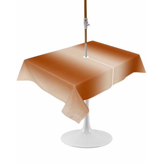 Outdoor Table Cloth with Umbrella Hole and Zipper,Burnt Orange Ombre Waterproof Rectangle Tablecloth 60"x102",Modern Abstract Art Farmhouse Gradient Washable Table Cover for Outside Party Picnic