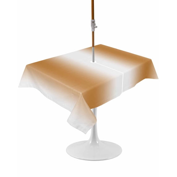 Outdoor Table Cloth with Umbrella Hole and Zipper,Burnt Orange White Ombre Waterproof Rectangle Tablecloth 60"x102",Modern Abstract Art Farmhouse Gradient Table Cover for Outside Party Patio Picnic