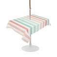 thumbnail image 1 of Outdoor Table Cloth with Umbrella Hole and Zipper, Coral Cyan Stripe Waterproof Rectangle Tablecloth 54"x80", Geometric Grey White Vertical Striped Washable Table Cover for Outside Party Patio Picnic, 1 of 8