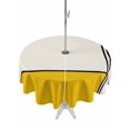 thumbnail image 1 of Outdoor Table Cloth with Umbrella Hole and Zipper, Geomrtic Yellow Waterproof Round Tablecloth 54 Inch, Abstract Stripes Patckwork Modern Art Washable Table Cover for Outside Party Patio Picnic, 1 of 8