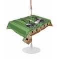 thumbnail image 1 of Outdoor Table Cloth with Umbrella Hole and Zipper, Golf Balls Waterproof Rectangle Tablecloth 52"x70", Green Sports Art Truck Brown Lattice Washable Table Cover for Outside Party Patio Picnic, 1 of 8