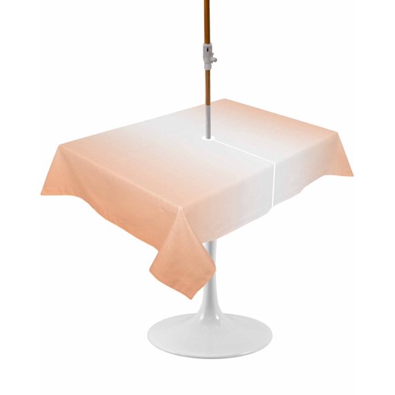 Outdoor Table Cloth with Umbrella Hole and Zipper, LightSalmon Ombre Waterproof Rectangle Tablecloth 60"x102", Modern Gradient Abstract Art Washable Table Cover for Outside Party Patio Picnic