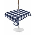 thumbnail image 1 of Outdoor Table Cloth with Umbrella Hole and Zipper, Navy Blue Check Waterproof Rectangle Tablecloth 60"x84", Farmhouse Buffalo Plaid Blue Washable Table Cover for Outside Party Patio Picnic, 1 of 8