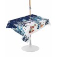 thumbnail image 1 of Outdoor Table Cloth with Umbrella Hole and Zipper, Navy Blue Christmas Waterproof Rectangle Tablecloth 60"x102", Snowman Xmas Tree Snowflake Winter Washable Table Cover for Outside Party Patio Picnic, 1 of 8