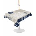 thumbnail image 1 of Outdoor Table Cloth with Umbrella Hole and Zipper, Navy Blue Coastal Waterproof Rectangle Tablecloth 54"x80", Ocean Nautical Starfish Coral Striped Washable Table Cover for Outside Party Patio Picnic, 1 of 6