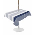 thumbnail image 1 of Outdoor Table Cloth with Umbrella Hole and Zipper, Navy Blue Stripe Waterproof Rectangle Tablecloth 60"x102", Modern Rustic Horizontal Blue Striped Washable Table Cover for Outside Party Patio Picnic, 1 of 8