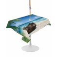 thumbnail image 1 of Outdoor Table Cloth with Umbrella Hole and Zipper, Ocean Beach Waterproof Rectangle Tablecloth 54"x80", Blue Coastal Palm Tree Nautical Sailboat Washable Table Cover for Outside Party Patio Picnic, 1 of 8