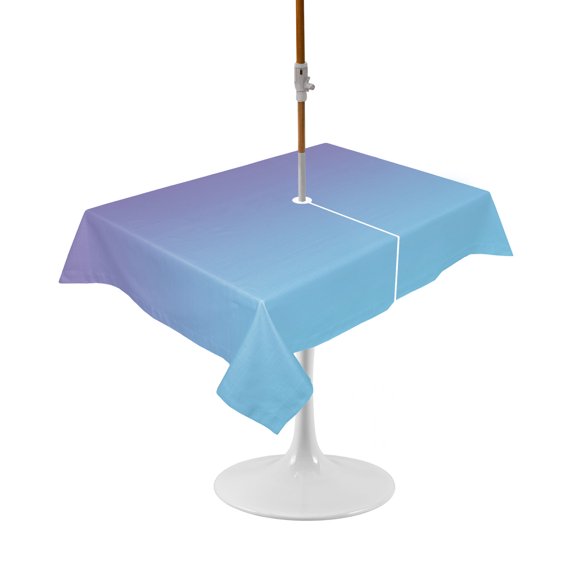 Outdoor Table Cloth with Umbrella Hole and Zipper, Ombre Blue Purple Waterproof Rectangle Tablecloth 54"x80", Colorful Painting Washable Table Cover for Outside Party Patio Picnic