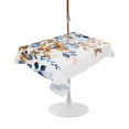 thumbnail image 1 of Outdoor Table Cloth with Umbrella Hole and Zipper, Orange Blue Botanical Waterproof Rectangle Tablecloth 60"x102", Weeping Fall Eucalyptus Leaves Washable Table Cover for Outside Party Patio Picnic, 1 of 8