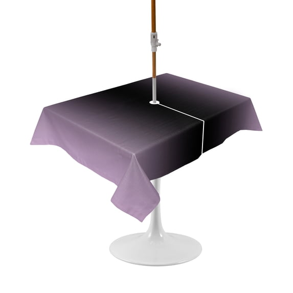 Outdoor Table Cloth with Umbrella Hole and Zipper, Purple Black Ombre Waterproof Rectangle Tablecloth 54"x80", Modern Gradient Abstract Art Washable Table Cover for Outside Party Patio Picnic