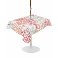 thumbnail image 1 of Outdoor Table Cloth with Umbrella Hole and Zipper,Red Orange Grey Coral Coastal Waterproof Rectangle Tablecloth 60"x84",Summer Beach Seaside Nautical Washable Table Cover for Outside Party Picnic, 1 of 8