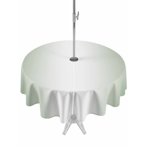 Outdoor Table Cloth with Umbrella Hole and Zipper, Sage Green Ombre Waterproof Round Tablecloth 54 Inch, Sage Green White Gradient Modern Washable Table Cover for Outside Party Patio Picnic