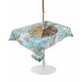 thumbnail image 1 of Outdoor Table Cloth with Umbrella Hole and Zipper, Sea Turtle Coastal Waterproof Rectangle Tablecloth 60"x102", Teal Nautical Starfish Botanical Washable Table Cover for Outside Party Patio Picnic, 1 of 8