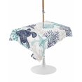 thumbnail image 1 of Outdoor Table Cloth with Umbrella Hole and Zipper,Teal Blue Coastal Waterproof Rectangle Tablecloth 54"x80",Sea Turtle Nautical Coral Summer Beach Washable Table Cover for Outside Party Patio Picnic, 1 of 8
