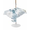 thumbnail image 1 of Outdoor Table Cloth with Umbrella Hole and Zipper, Teal Blue Coastal Waterproof Rectangle Tablecloth 60"x102", Summer Lobster Coral Nautical Washable Table Cover for Outside Party Patio Picnic, 1 of 8