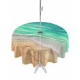thumbnail image 1 of Outdoor Table Cloth with Umbrella Hole and Zipper, Teal Ombre Coastal Waterproof Round Tablecloth 60 Inch, Summer Nautical Beach Ocean Seaside Washable Table Cover for Outside Party Patio Picnic, 1 of 8