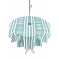 thumbnail image 1 of Outdoor Table Cloth with Umbrella Hole and Zipper, Teal Striped Coastal Waterproof Round Tablecloth 60 Inch, Nautical Beach Starfish Shell Washable Table Cover for Outside Party Patio Picnic, 1 of 8