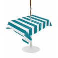 thumbnail image 1 of Outdoor Table Cloth with Umbrella Hole and Zipper, Teal Striped Waterproof Rectangle Tablecloth 52"x70", Simple Art Vertical Stripe Farmhouse Washable Table Cover for Outside Party Patio Picnic, 1 of 8
