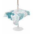 thumbnail image 1 of Outdoor Table Cloth with Umbrella Hole and Zipper,Turquoise Coastal Waterproof Rectangle Tablecloth 54"x80",Sea Turtle Nautical Coral Summer Beach Washable Table Cover for Outside Party Patio Picnic, 1 of 8