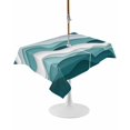 thumbnail image 1 of Outdoor Table Cloth with Umbrella Hole and Zipper, Turquoise Ombre Waterproof Rectangle Tablecloth 52"x70", Modern Geometric Moire Abstract Art Washable Table Cover for Outside Party Patio Picnic, 1 of 8