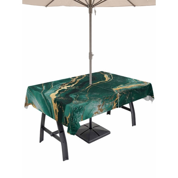 Outdoor Tablecloth - 60"x84" Rectangle Table Cloths Abstract Marble Stone Texture - Washable Table Cover with Zipper and Umbrella Hole for Patio Garden Picnic