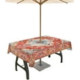 thumbnail image 1 of Outdoor Tablecloth Distressed Print Rectangle Patio Tablecloths 60x84, Waterproof Outside Table Cloths with Umbrella Hole and Zipper, Red Yellow Blud Summer Table Cover for Outdoor Tables Garden, 1 of 6