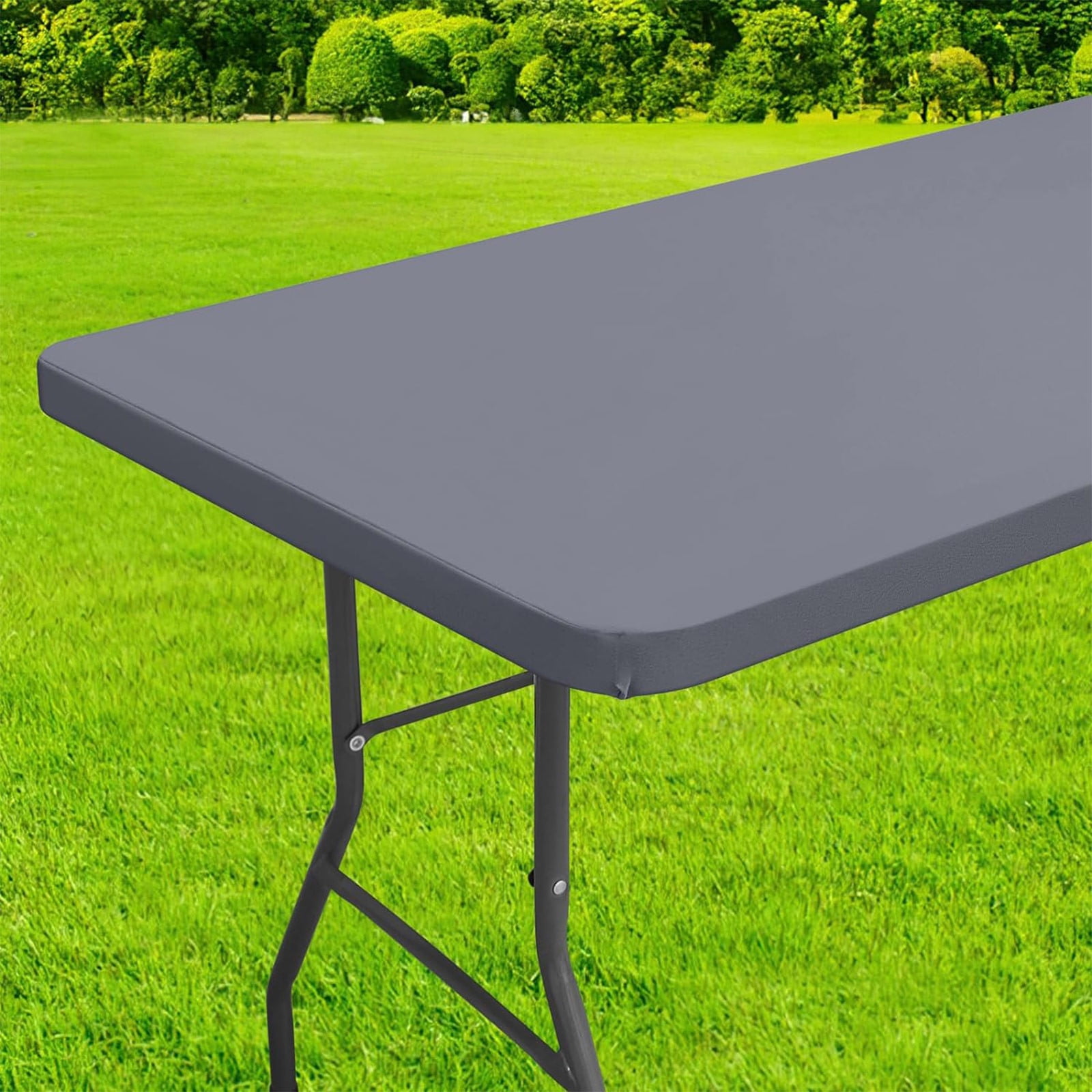 Outdoor Tablecloth, Elastic Fitted Flannel Backed Plastic Table Covers