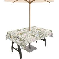 Outdoor Tablecloth Floral Butterfly Rectangle Patio Tablecloths 60x120, Waterproof Outside Table Cloths with Umbrella Hole and Zipper, Flowers Leaves Summer Table Cover for Outdoor Tables Garden
